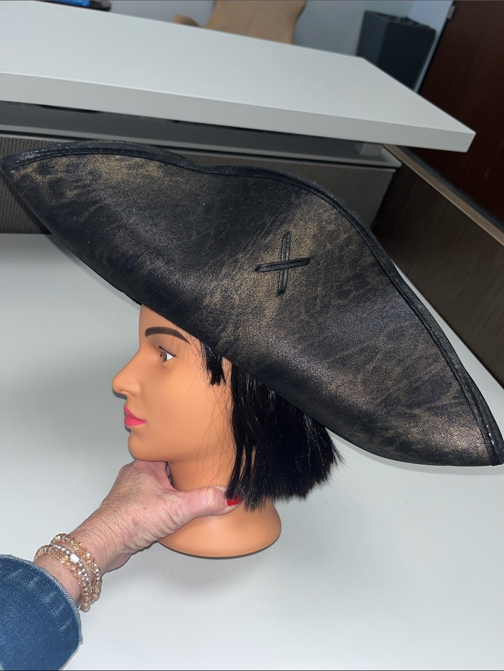 Elope Vintage Styled Brown Textured Print Pirate Tricorn Hat Unisex